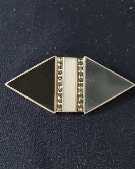 Art deco inspired silver brooch