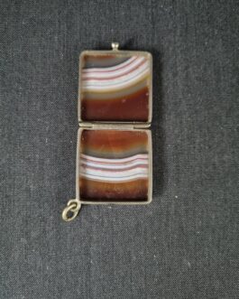 Square metal can with agate top and bottom